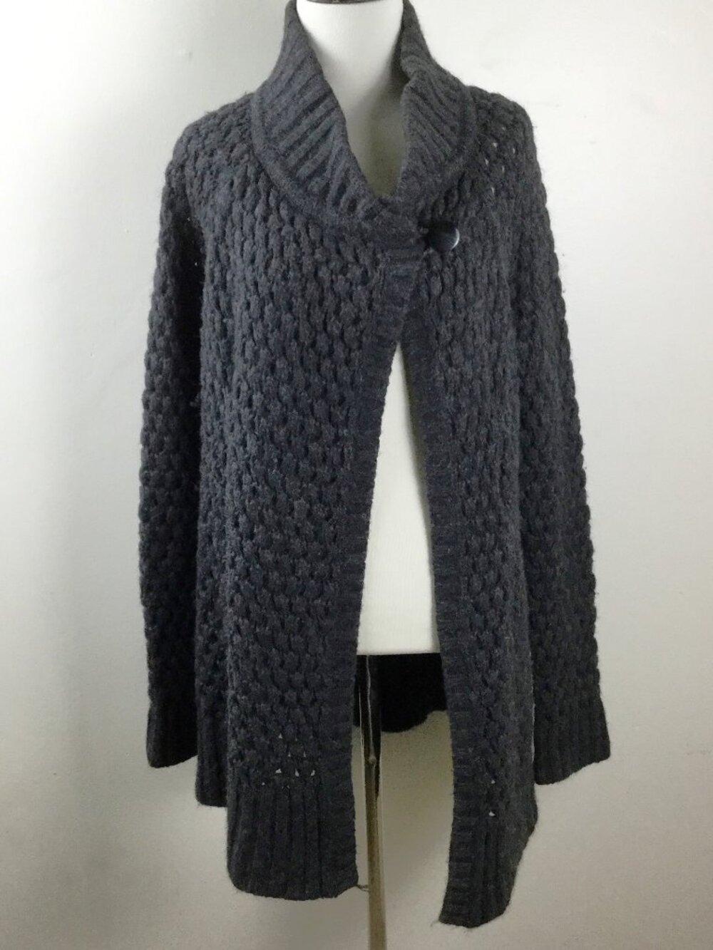 Vince Charcoal Grey One Button Long Cardigan m